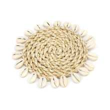 The Raffia Shell Coaster - Natural in raffia — handmade luxury coaster curated by Laiyahome