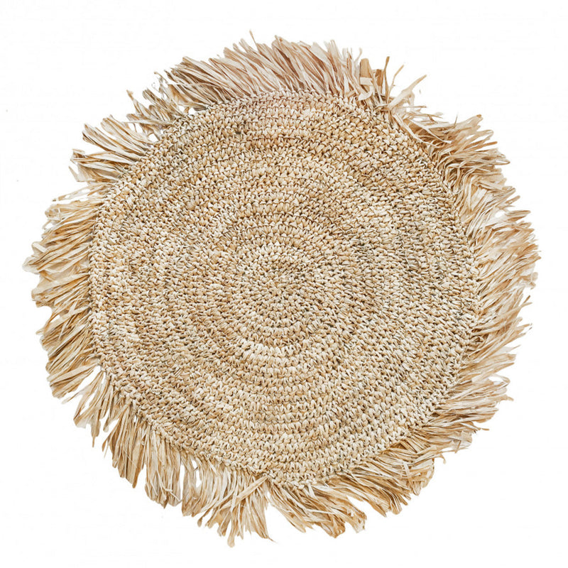 The Fringe Raffia Placemat Round - Natural in raffia — handmade luxury placemat curated by Laiyahome