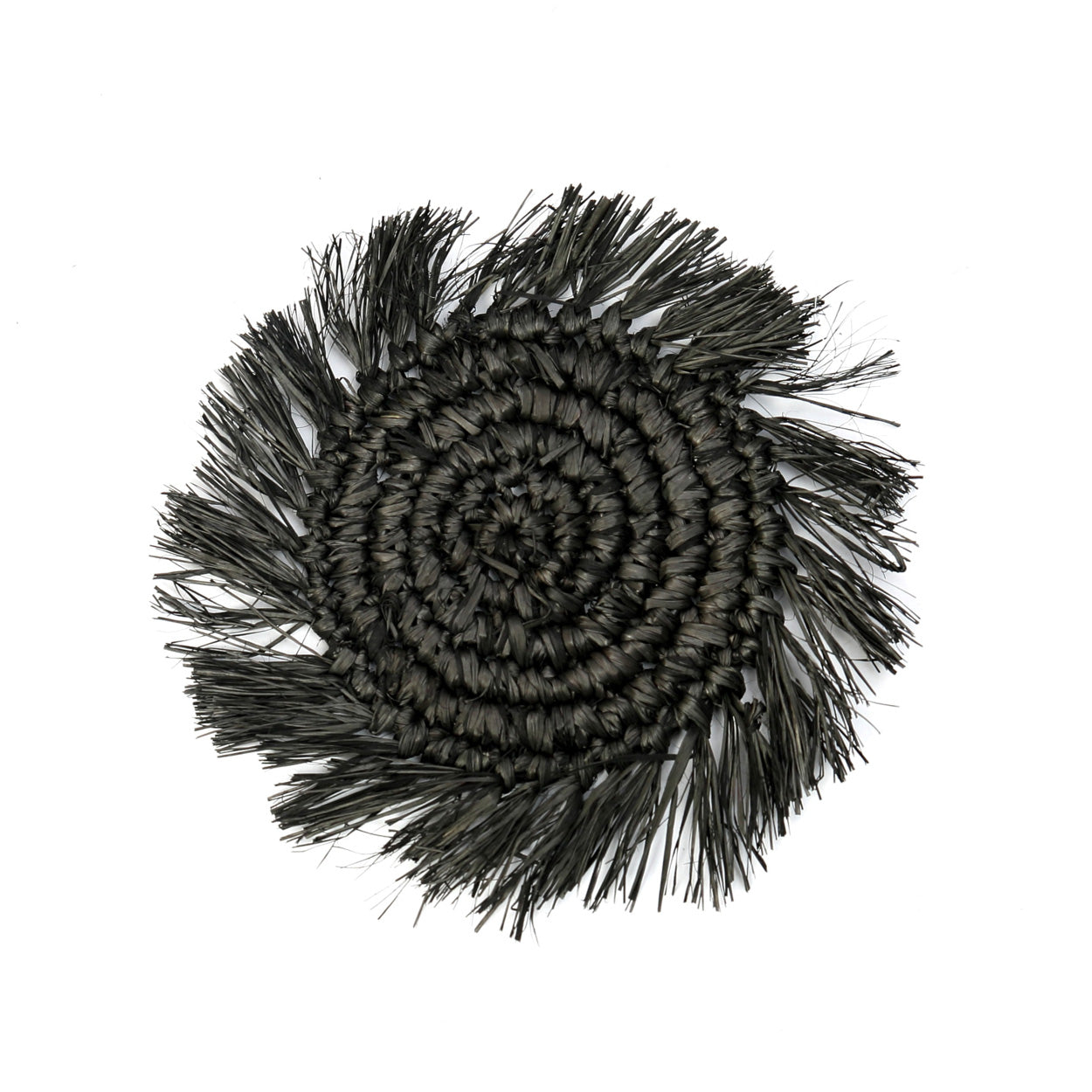 The Fringe Raffia Coaster - Black in raffia — handmade luxury coaster curated by Laiyahome