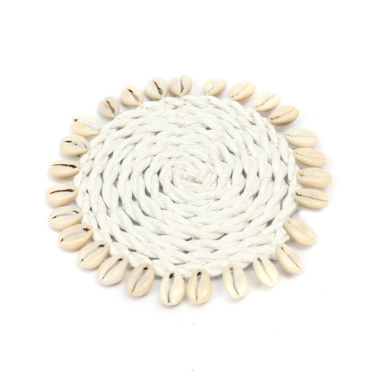 The Seagrass Shell Coaster - White in seagrass — handmade luxury coaster curated by Laiyahome