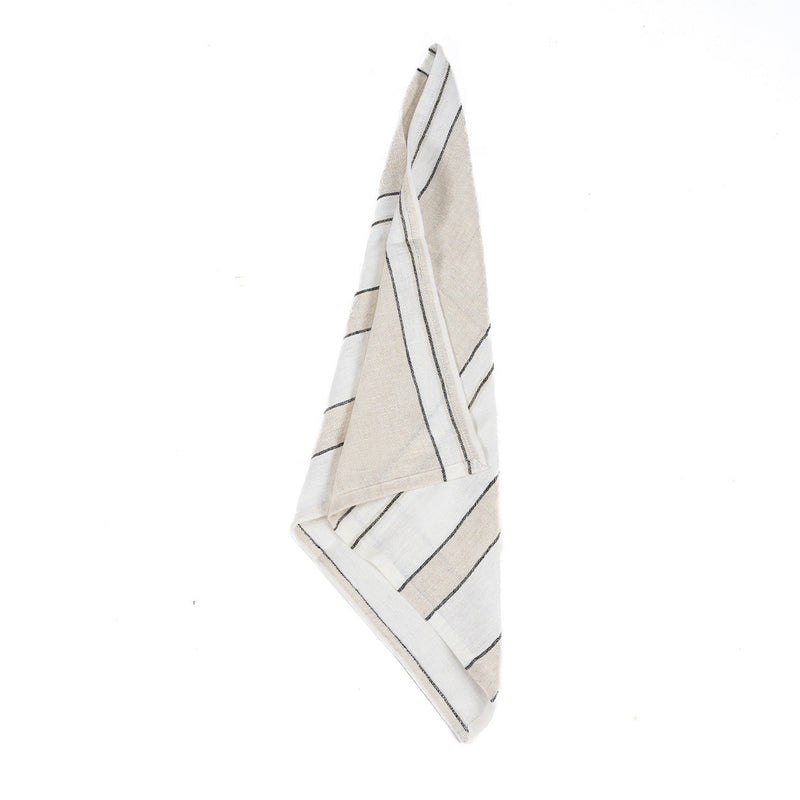 The Provence Napkin - Natural Black White - 45x45 in linen — handmade luxury napkin curated by Laiyahome