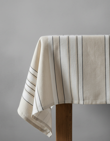 The Provence Tablecloth - Natural Black White - 150x300 in linen — handmade luxury tablecloth curated by Laiyahome — view 2