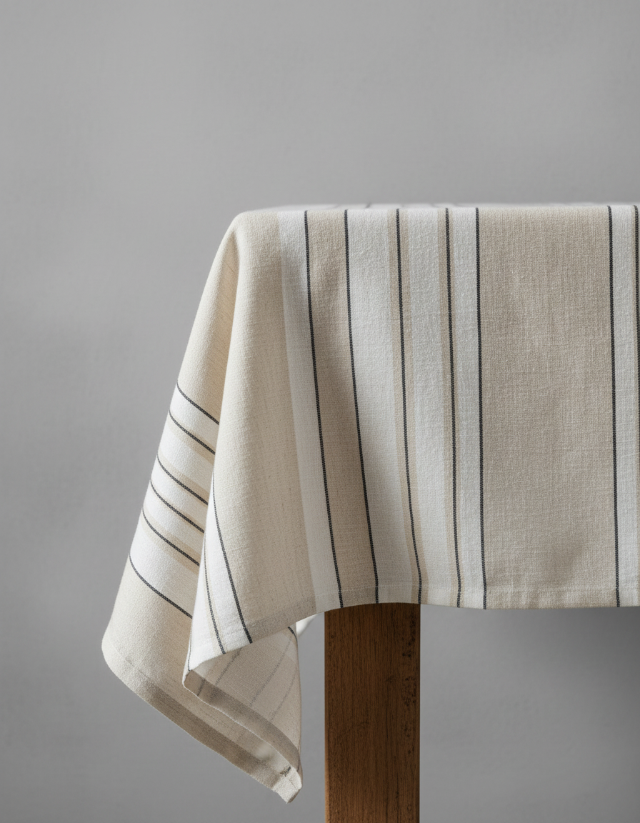 The Provence Tablecloth - Natural Black White - 150x300 in linen — handmade luxury tablecloth curated by Laiyahome — view 2