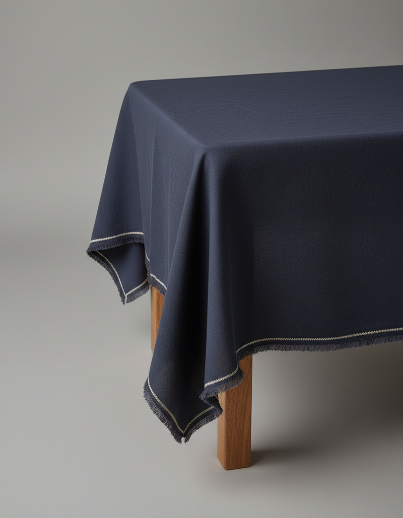 The Tuscany Tablecloth - Black Natural - 150x250 in linen — handmade luxury tablecloth curated by Laiyahome — view 2