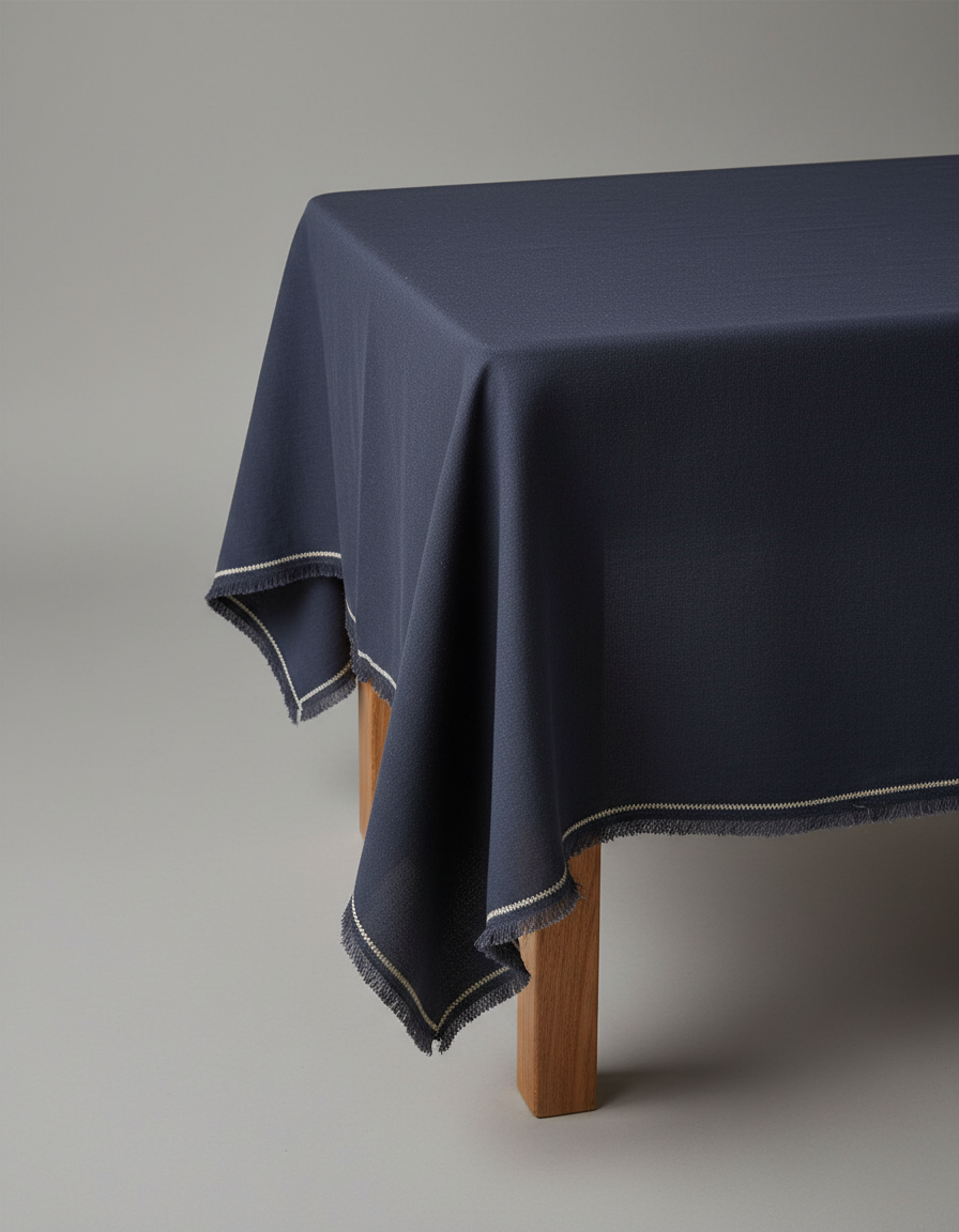 The Tuscany Tablecloth - Black Natural - 150x250 in linen — handmade luxury tablecloth curated by Laiyahome — view 2