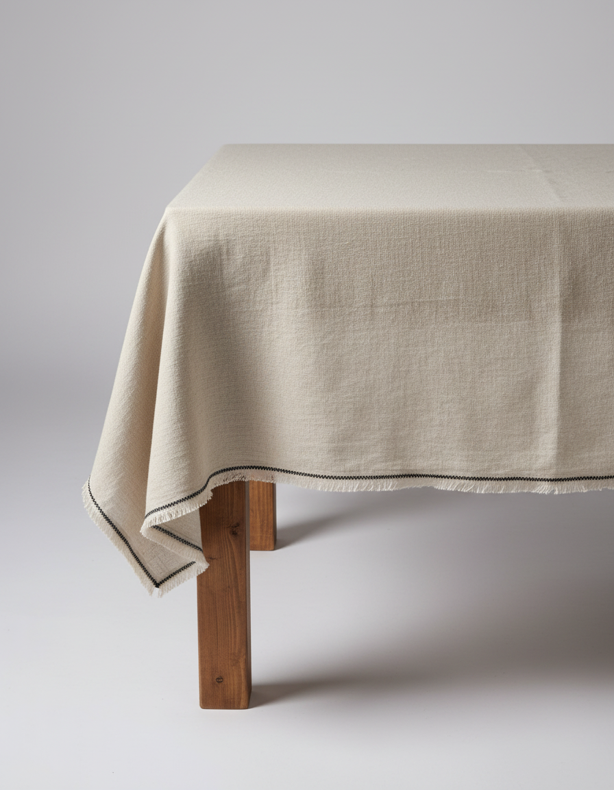 The Tuscany Tablecloth - Natural Black - 150x300 in linen — handmade luxury tablecloth curated by Laiyahome — view 2