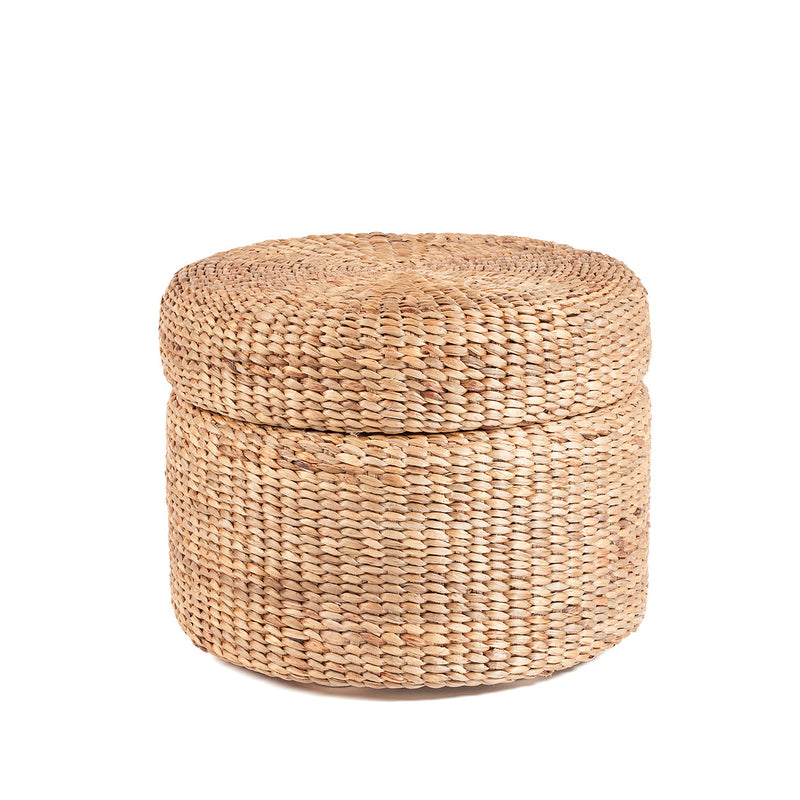 The Circle Storage Ottoman - Natural in seagrass — handmade luxury ottoman curated by Laiyahome