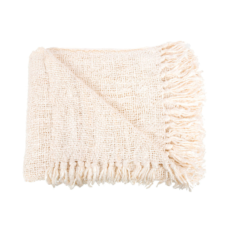 The s'il vous Plaid - Cream in cotton — handmade luxury throw blanket curated by Laiyahome