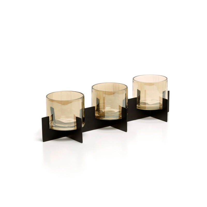 The Trio Noir Candle Holder - Black in brass — handmade luxury tea light holder curated by Laiyahome