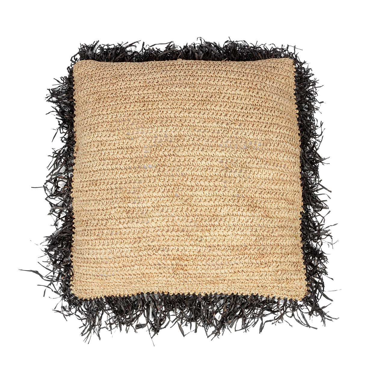 The Raffia Cushion Cover Square - Natural Black - 60x60 in raffia — handmade luxury cushion cover curated by Laiyahome