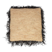 The Raffia Cushion Cover Square - Natural Black - 60x60 in raffia — handmade luxury cushion cover curated by Laiyahome