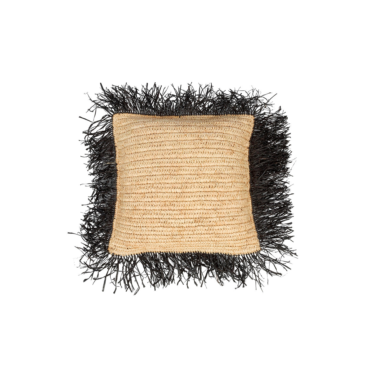 The Raffia Cushion Cover Square - Natural Black - 40x40 in raffia — handmade luxury cushion cover curated by Laiyahome