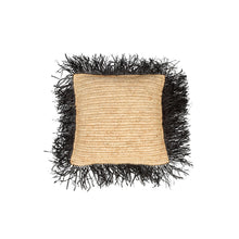 The Raffia Cushion Cover Square - Natural Black - 40x40 in raffia — handmade luxury cushion cover curated by Laiyahome
