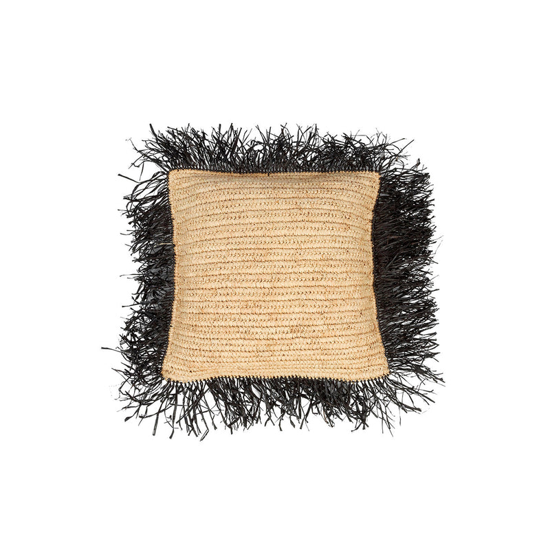 The Raffia Cushion Cover Square - Natural Black - 40x40 in raffia — handmade luxury cushion cover curated by Laiyahome