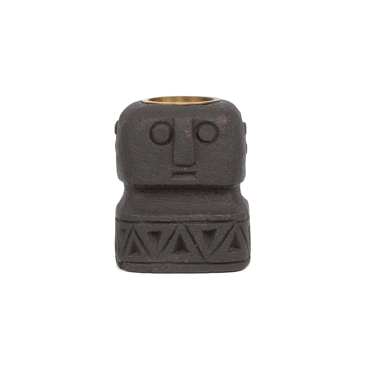 The Sumba Stone #26 Candle Holder – stone tea light holder in black – product view 1