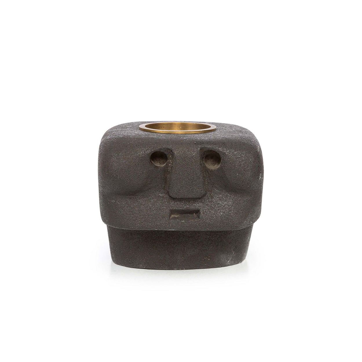 The Sumba Stone #27 Candle Holder – stone tea light holder in black – product view 1