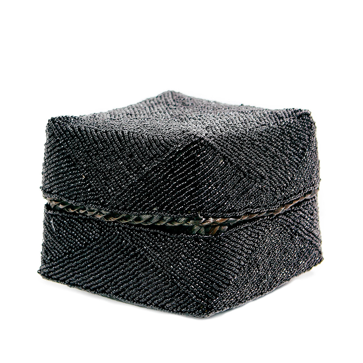 The Beaded Basket - Black - L in bamboo — handmade luxury storage basket curated by Laiyahome