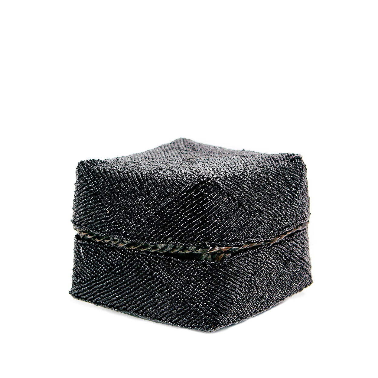 The Beaded Basket - Black - M in bamboo — handmade luxury storage basket curated by Laiyahome
