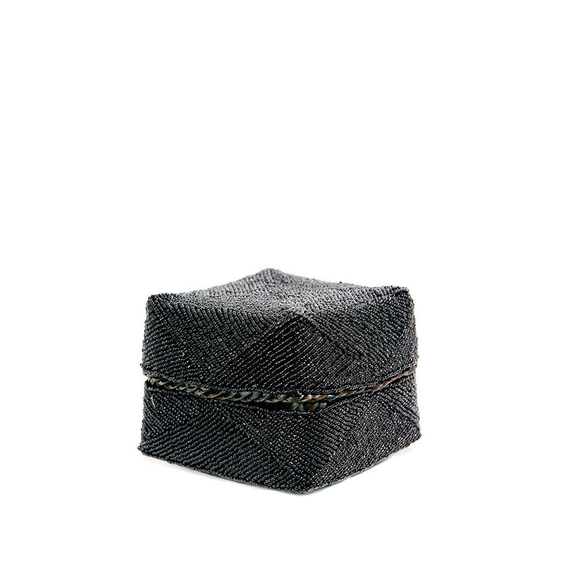The Beaded Basket - Black - S in bamboo — handmade luxury storage basket curated by Laiyahome