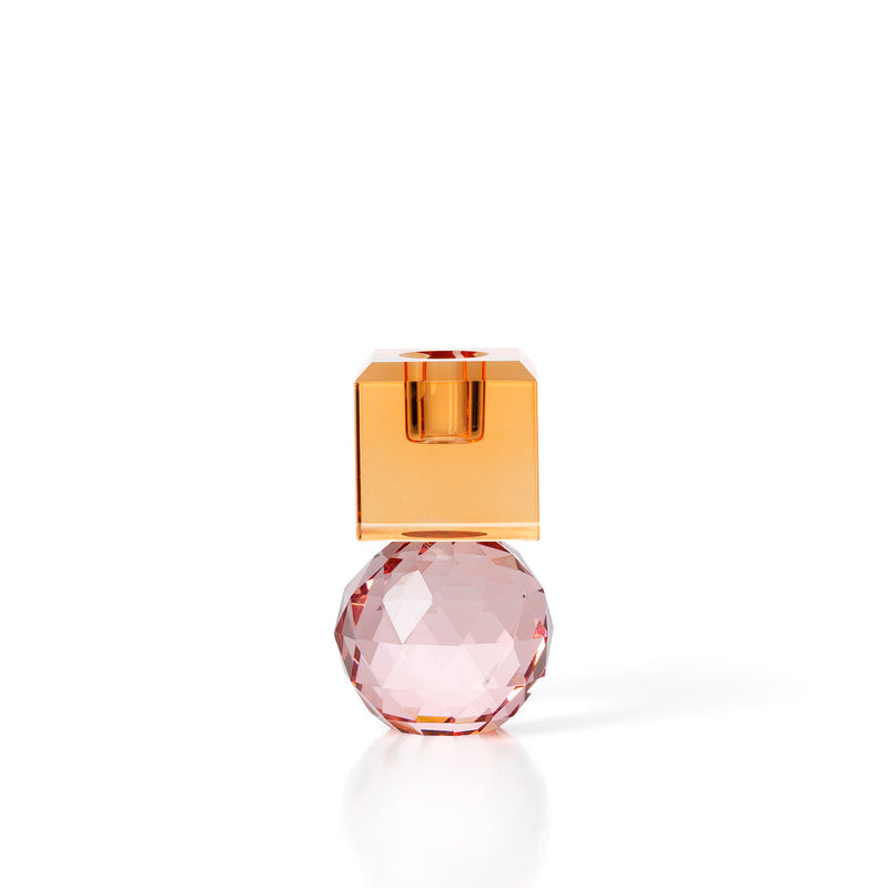The Citrine & Rose Quartz Candle Holder in glass — handmade luxury tea light holder curated by Laiyahome