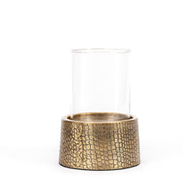 The Croco Candle Holder with Glass - Brass - L in aluminium — handmade luxury tea light holder curated by Laiyahome