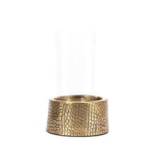 The Croco Candle Holder with Glass - Brass - M in aluminium — handmade luxury tea light holder curated by Laiyahome