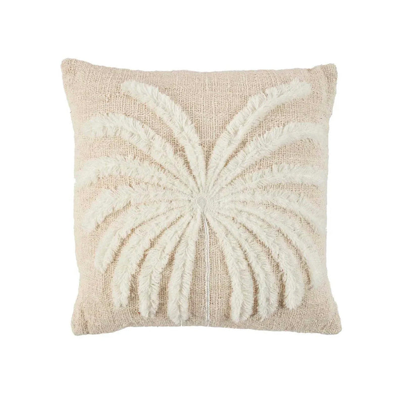 The Isla Palm Cushion Cover - Natural White in cotton — handmade luxury cushion cover curated by Laiyahome
