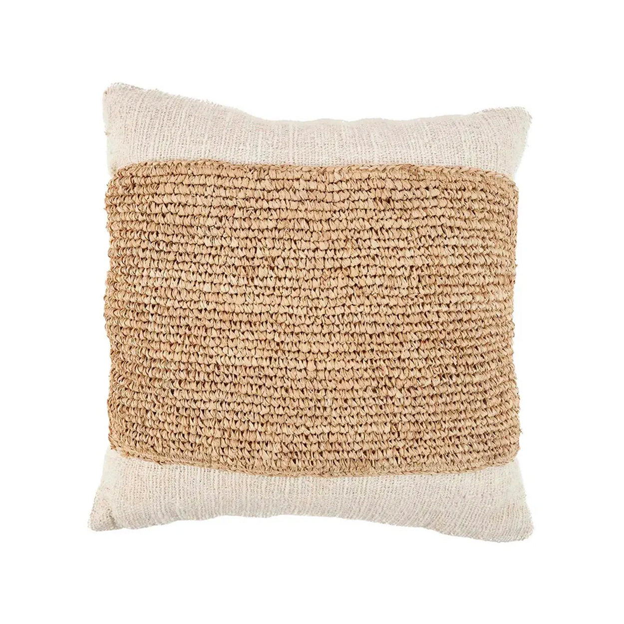 The Raffia Stamp Cushion Cover - Natural in cotton — handmade luxury cushion cover curated by Laiyahome