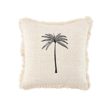 The Gili Palm Cushion Cover - Natural Black in cotton — handmade luxury cushion cover curated by Laiyahome