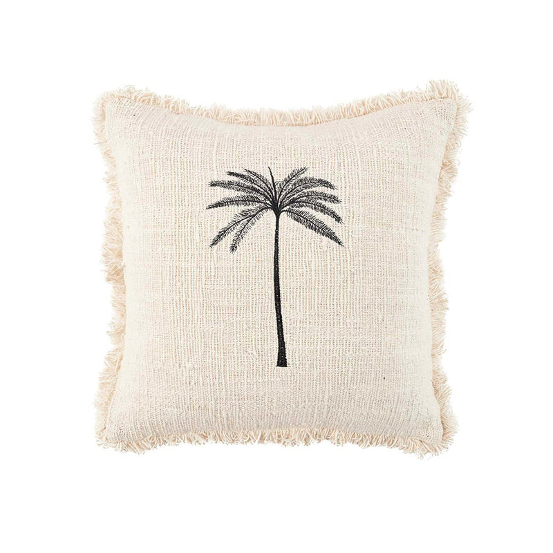 The Gili Palm Cushion Cover - Natural Black in cotton — handmade luxury cushion cover curated by Laiyahome