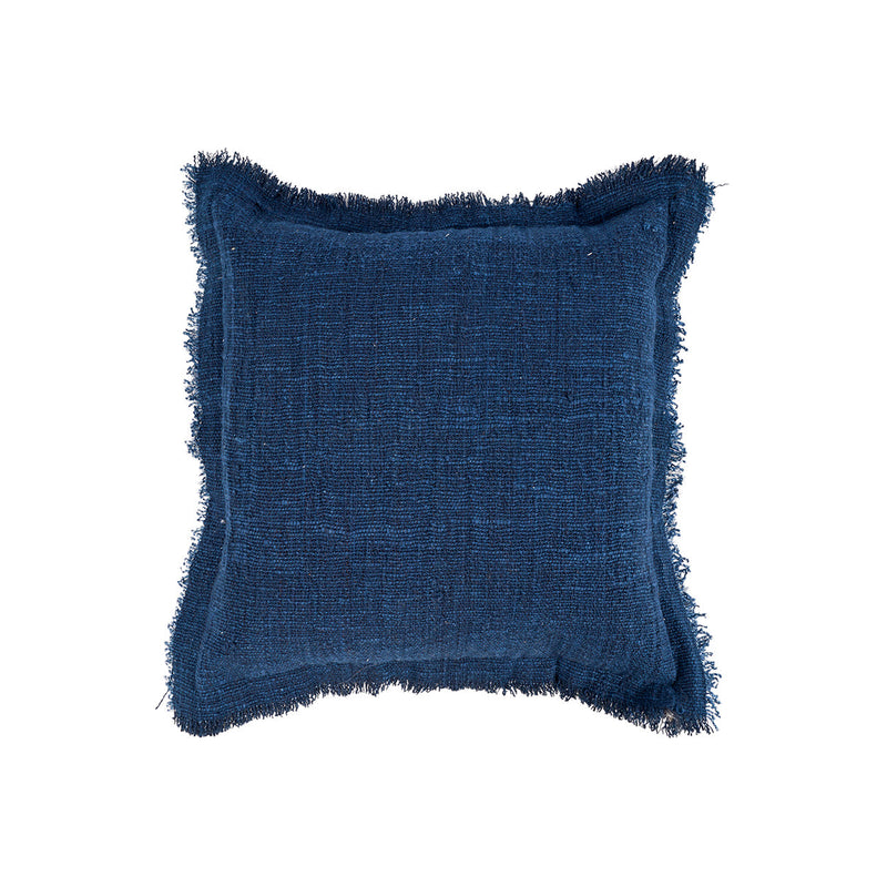 The Azure Fringe Cushion Cover - Indian Blue in cotton — handmade luxury cushion cover curated by Laiyahome