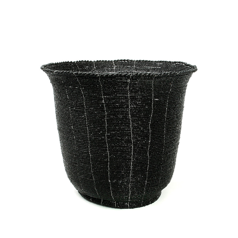 The Beaded Bowl High - Black - L in plastic — handmade luxury bowl curated by Laiyahome