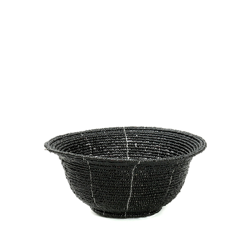 The Beaded Bowl Low - Black - S in plastic — handmade luxury bowl curated by Laiyahome