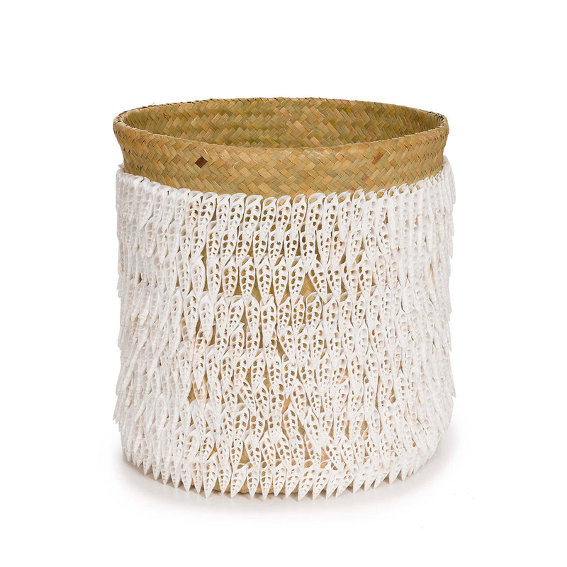 The Pandan Basket #2 in shell — handmade luxury storage basket curated by Laiyahome
