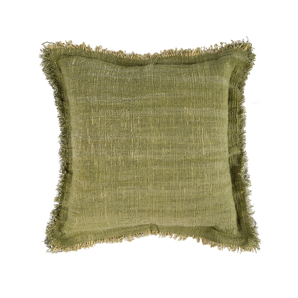 The Jungle Fringe Cushion Cover - Green in cotton — handmade luxury cushion cover curated by Laiyahome
