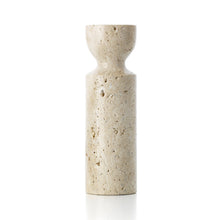 The Travertine Hourglass Candle Holder - Beige - M – travertine candle holder in beige – product view 1
