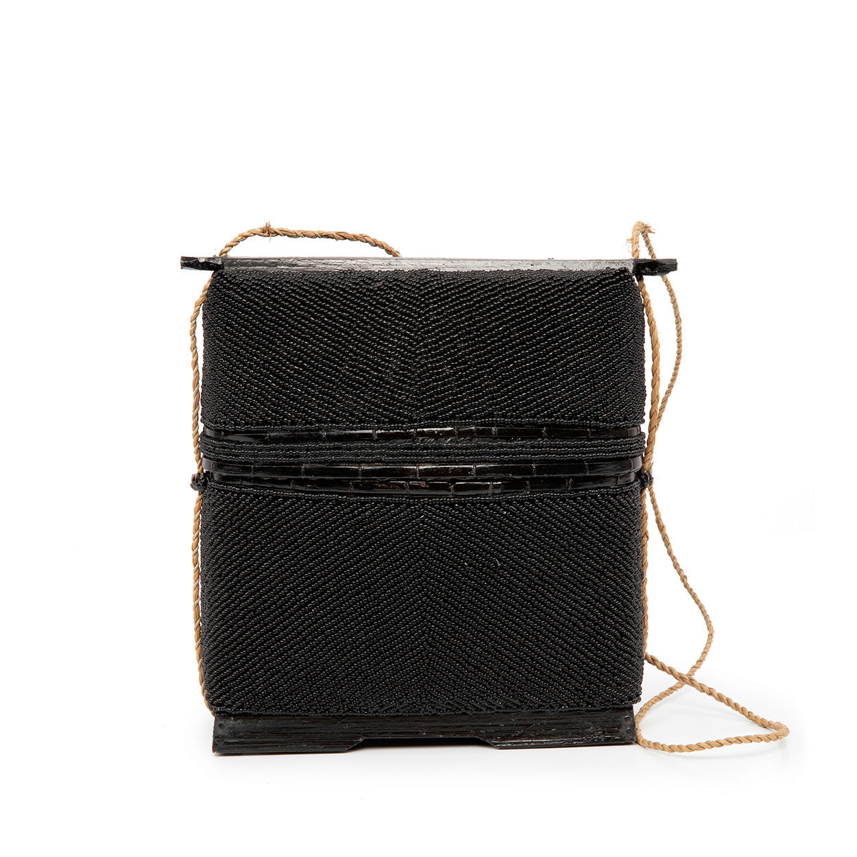 The Beaded Treasure Box - Black in bamboo — handmade luxury shoulder bag curated by Laiyahome