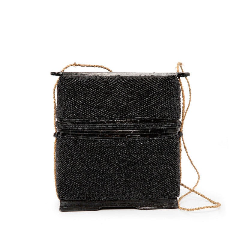 The Beaded Treasure Box - Black in bamboo — handmade luxury shoulder bag curated by Laiyahome