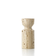 The Travertine Hourglass Candle Holder - Beige - S – travertine candle holder in beige – product view 1