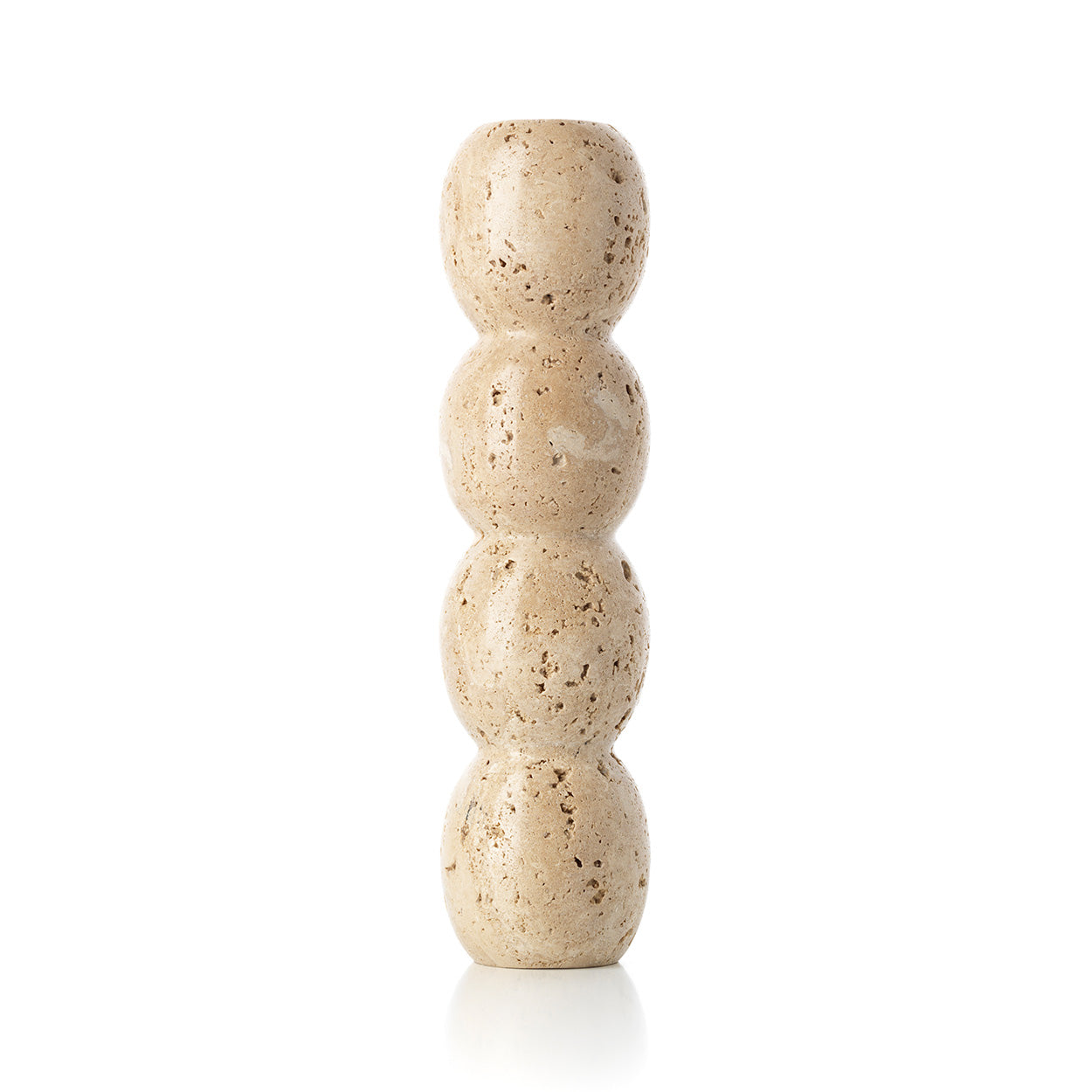 The Travertine Totem Taper Candle Holder - Beige - L – travertine candle holder in beige – product view 1