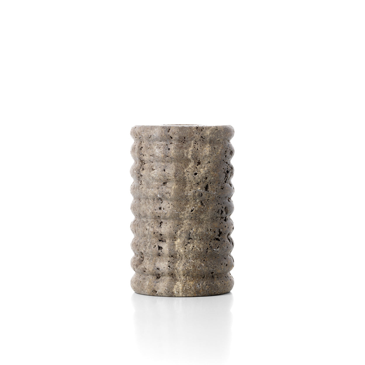The Travertine Ripple Candle Holder - Grey - M – travertine candle holder in grey – product view 1