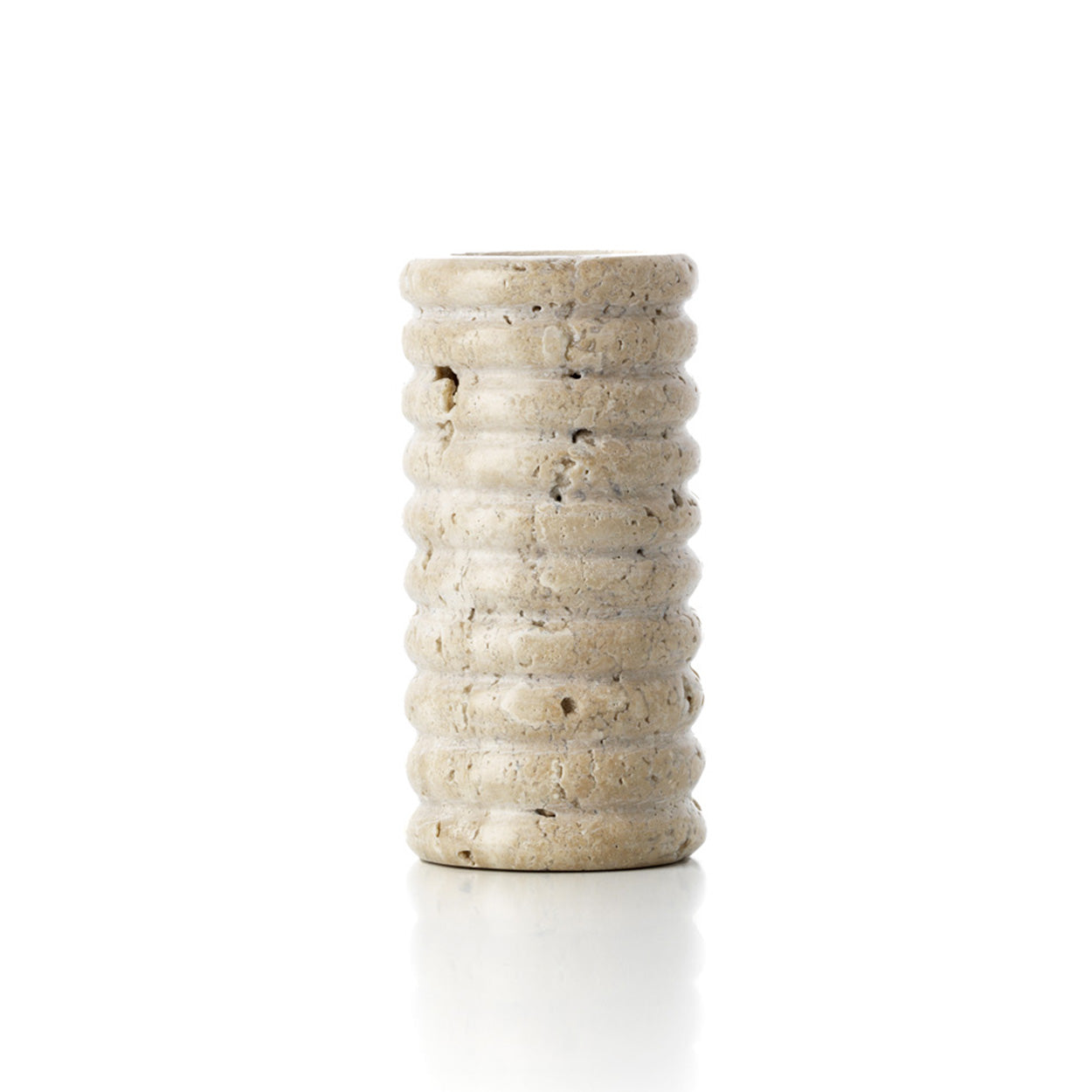 The Travertine Ripple T-Light Holder - Beige - L – travertine candle holder in beige – product view 1