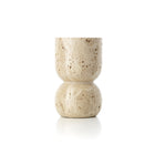 The Travertine Vessel Pillar Candle Holder - Beige – travertine candle holder in beige – product view 1