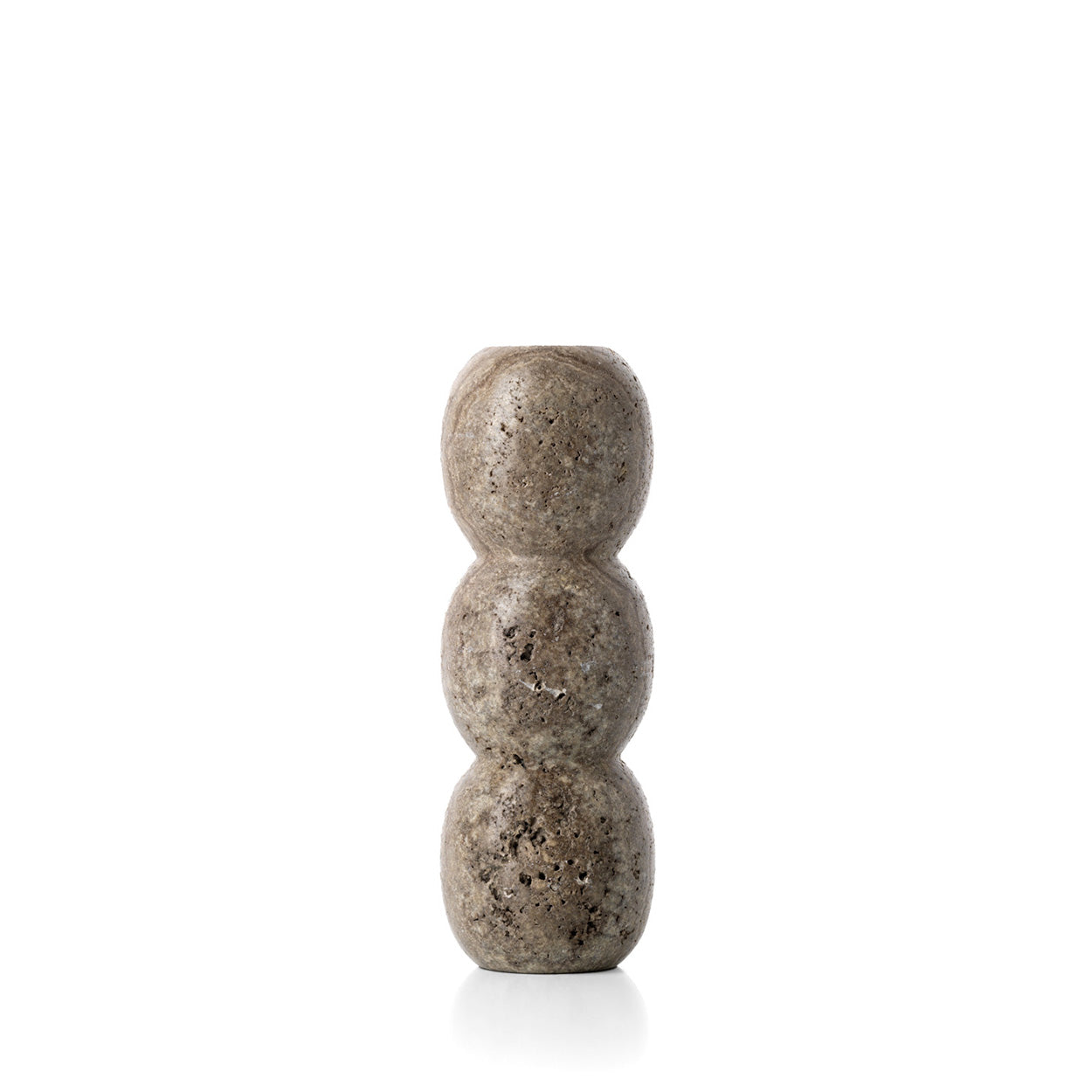 The Travertine Totem Taper Candle Holder - Grey - L – travertine candle holder in grey – product view 1