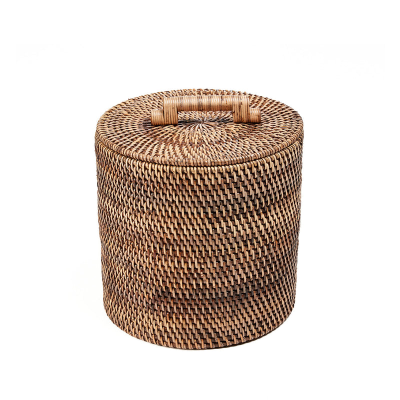 The Rattan Bin Low - Natural Brown in rattan — handmade luxury storage basket curated by Laiyahome