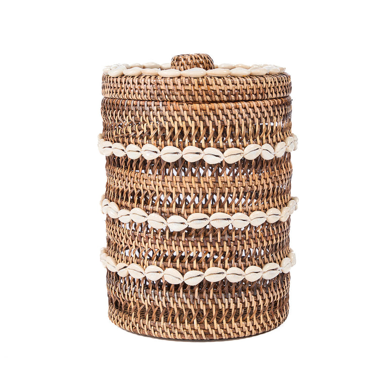The Shell Storage Bin - Natural Brown in rattan — handmade luxury storage basket curated by Laiyahome
