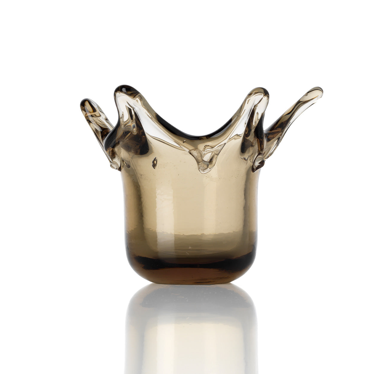 The Crown Candle Holder - Smoke – glass candle holder in smoke – product view 1