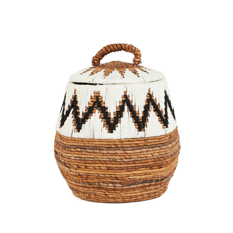 The Little Bay Beach Basket - Natural White - M in palm leaf — handmade luxury storage basket curated by Laiyahome