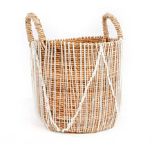 The Straight Stitched Macrame Basket - L in cotton — handmade luxury storage basket curated by Laiyahome