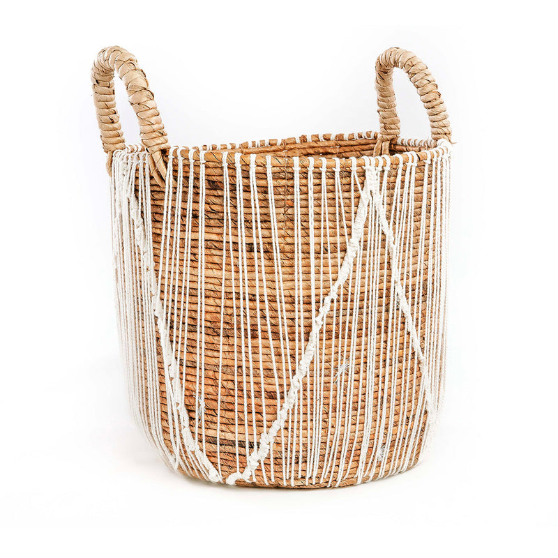 The Straight Stitched Macrame Basket - L in cotton — handmade luxury storage basket curated by Laiyahome
